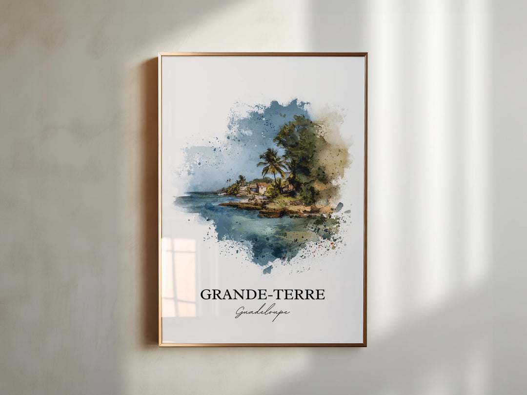 Grande-Terre Wall Art, Guadeloupe Print, Guadeloupe Watercolor Art, Guadeloupe Gift, Guadeloupe Print, Travel Poster, Housewarming Gift