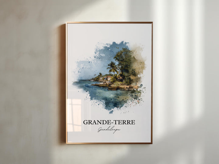 Grande-Terre Wall Art, Guadeloupe Print, Guadeloupe Watercolor Art, Guadeloupe Gift, Guadeloupe Print, Travel Poster, Housewarming Gift