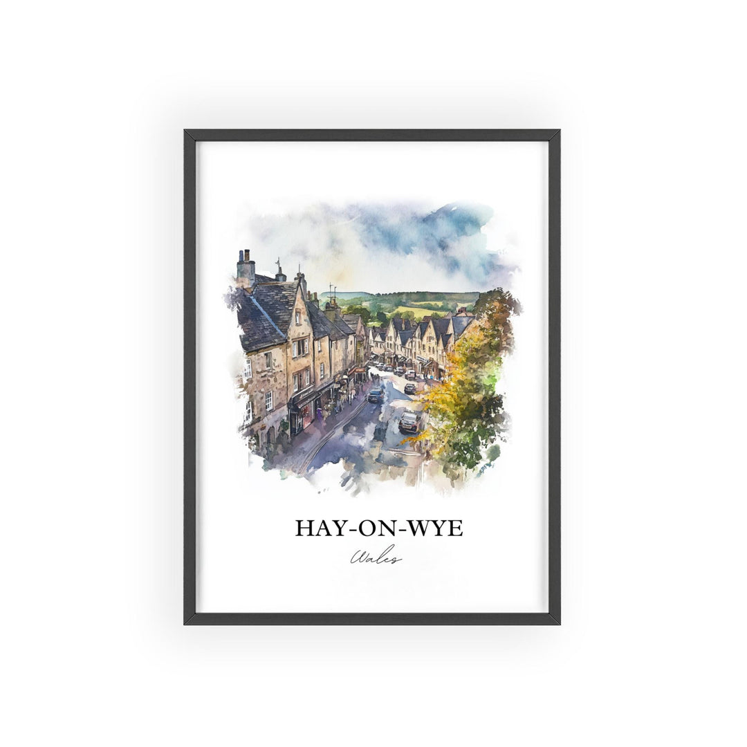Hay-on-wye Wall Art, Wales Print, Wales Watercolor Art, Hay-on-wye Gift, Travel Print, Travel Poster, Housewarming Gift