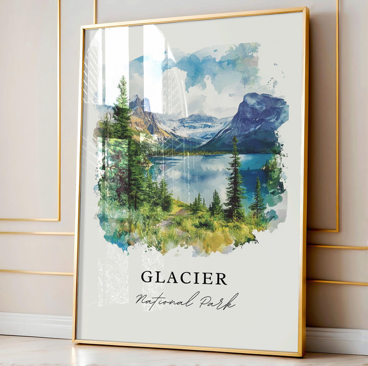 Glacier National Park Art, Glacier Park Print, Glacier Watercolor Art, Glacier Park Gift,