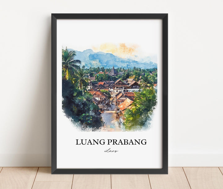 Luang Prabang Wall Art, Luang Prabang Print, Laos Watercolor Art, Luang Prabang Gift, Travel Print, Travel Poster, Housewarming Gift