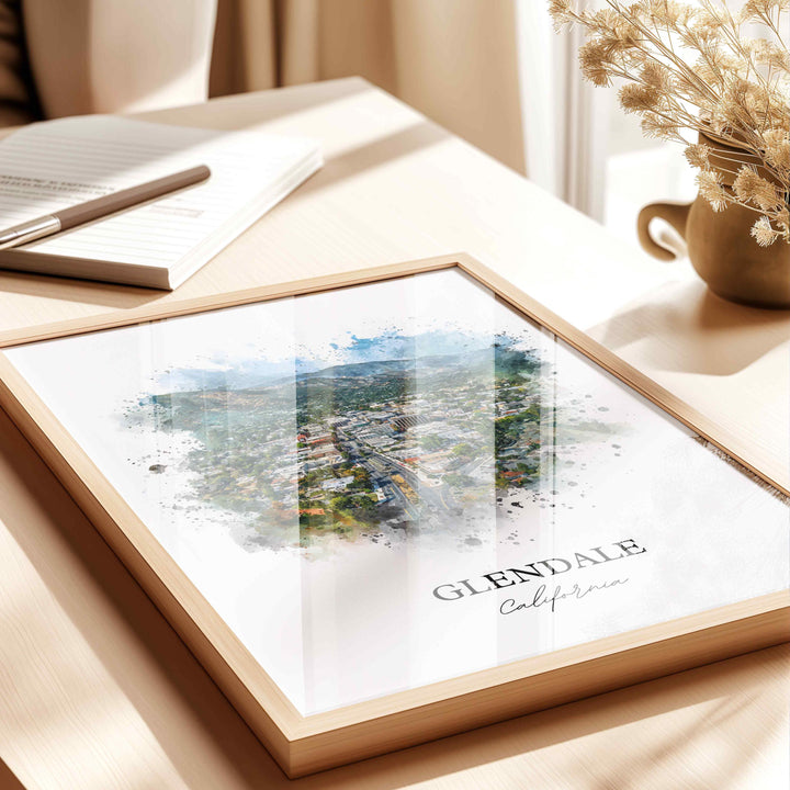 Glendale, California Wall Art, Glendale Print, California Watercolor Art, Los Angeles Gift, Travel Print, Travel Poster, Housewarming Gift