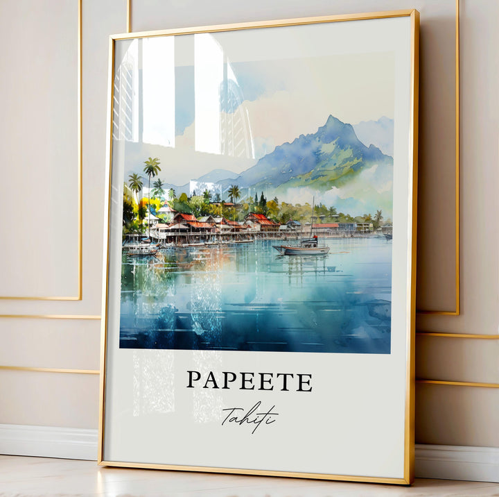 Papeete French Polynesia wall art - Tahiti, Papeete poster, Papeete Wedding gift, Papeete Birthday present, Custom Text, Personalized Gift