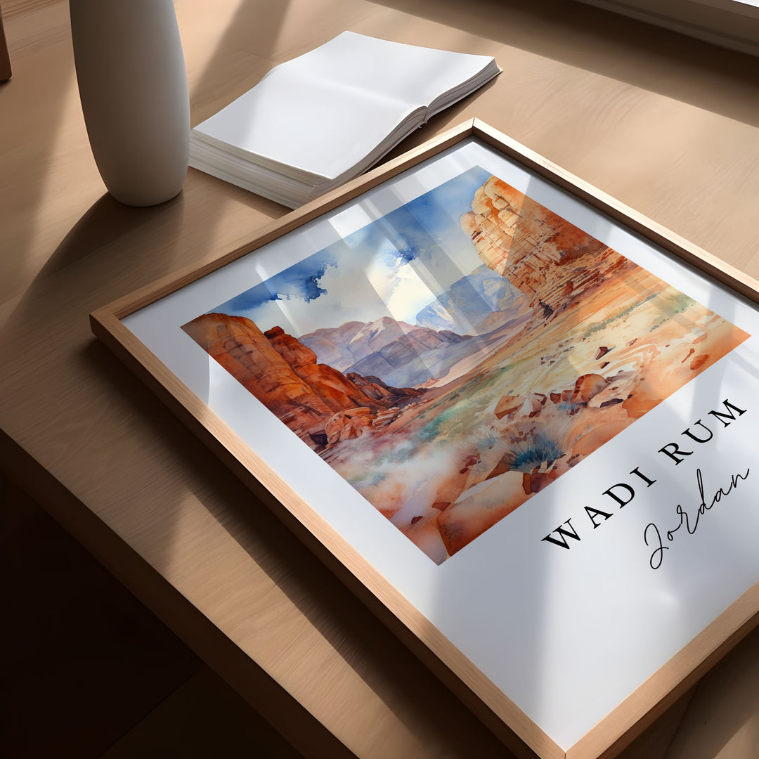 Wadi Rum wall art - Saudi Arabia, Wadi Rum poster print, Wadi Rum Wedding gift, Birthday present, Custom Text, Perfect Gift