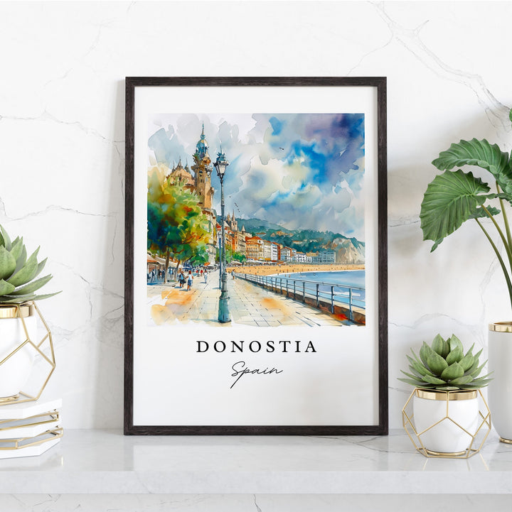 Donostia Spain wall art - Spain, Donostia print, Donostia Wedding gift, Donostia Birthday present, Custom Text, Perfect Gift