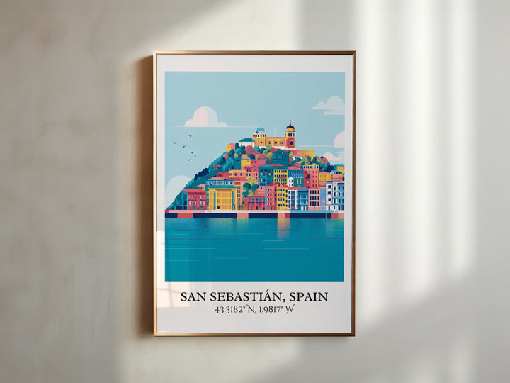 San Sebastián Art, Spain Retro Travel Art, Spain Home Decor, San Sebastián Gift, Spain Travel Art, Travel Prints, Housewarming Gift