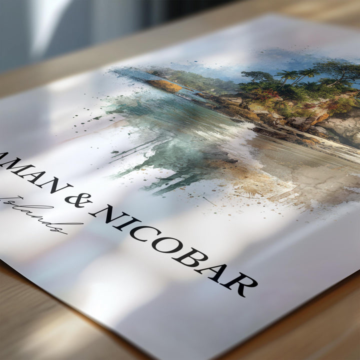 Andaman and Nicobar Islands Art, Andaman Islands Print, India Watercolor Art, Nicobar Gift, Travel Print, Travel Poster, Housewarming Gift