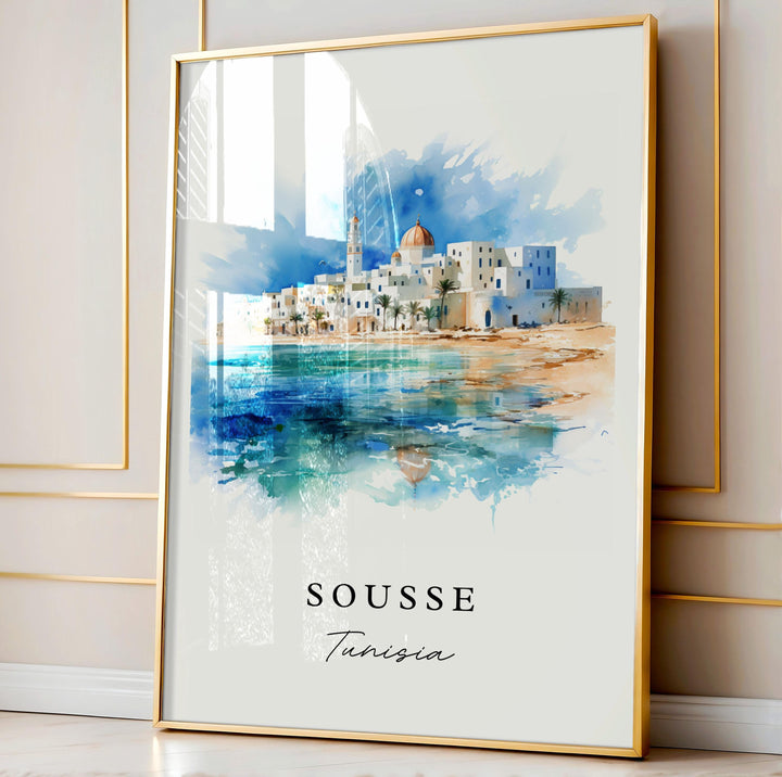 Sousse Tunisia wall art - Tunisia, Sousse poster, Sousse Wedding gift, Tunisia Birthday present, Custom Text, Personalized Gift