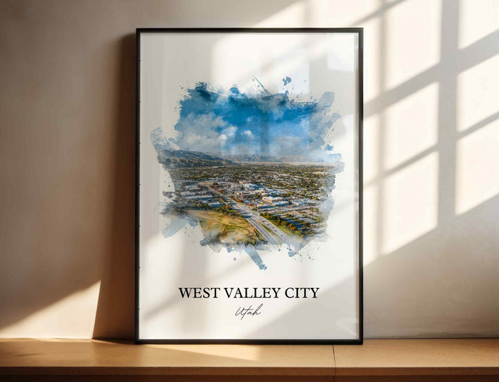 West Valley City, Utah Wall Art, Utah Print, Salt Lake City Watercolor Art, West Valley City Gift, Travel Print, Travel Poster, Housewarming Gift