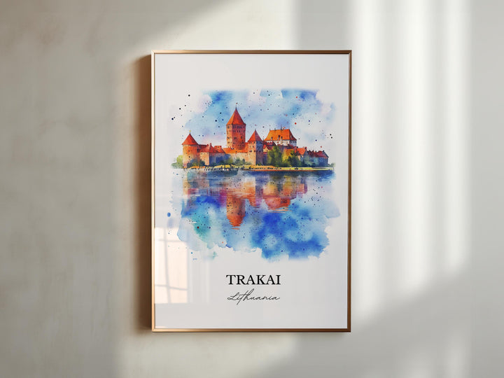 Trakai Lithuania Wall Art, Trakai Castle Print, Lithuania Watercolor Art, Trakai Gift, Travel Print, Travel Poster, Housewarming Gift