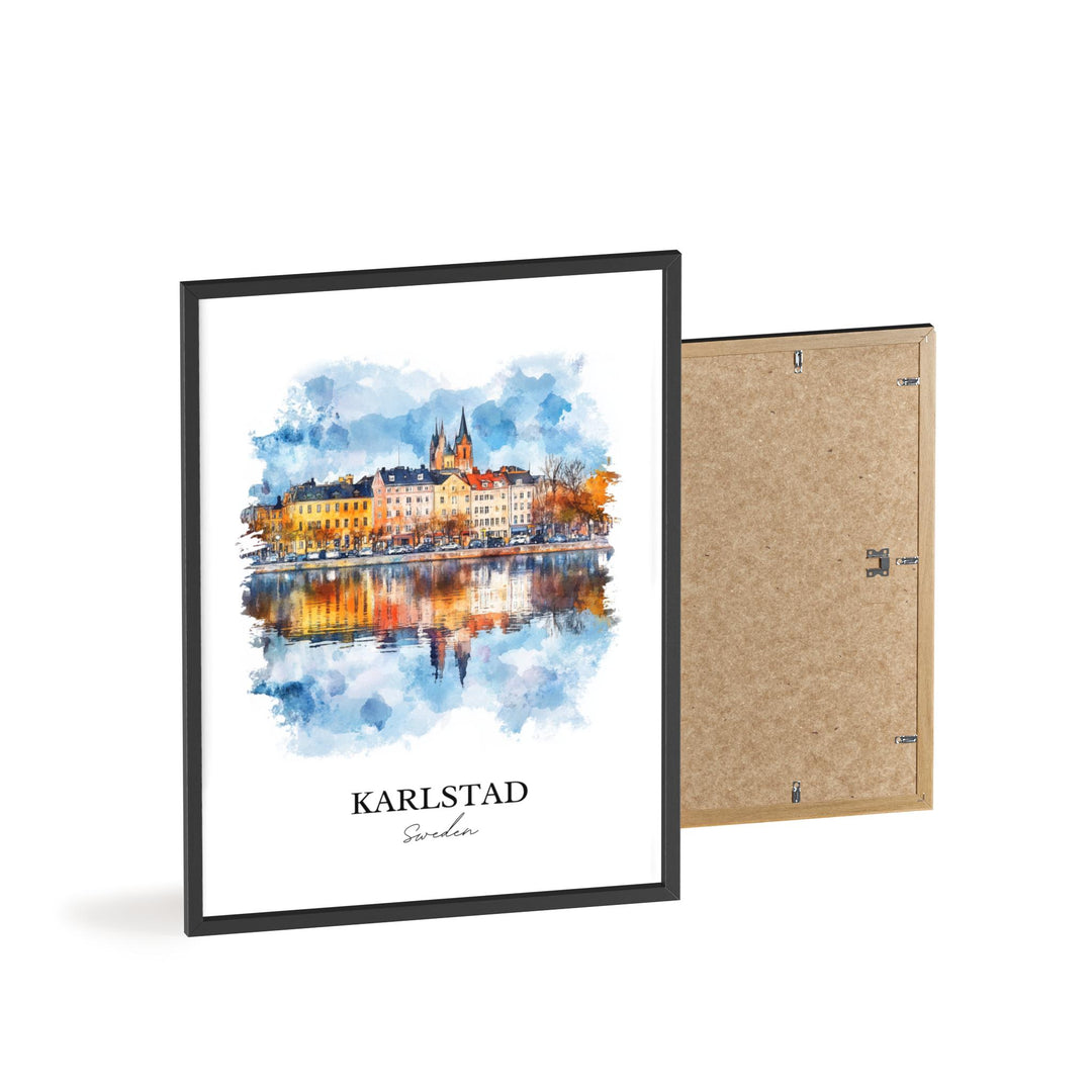 Karlstad Travel Print Wall Art Karlstad Wall Hanging Home Décor Karlstad Gift Art Lovers Sweden Art Lover Gift Karlstad Poster