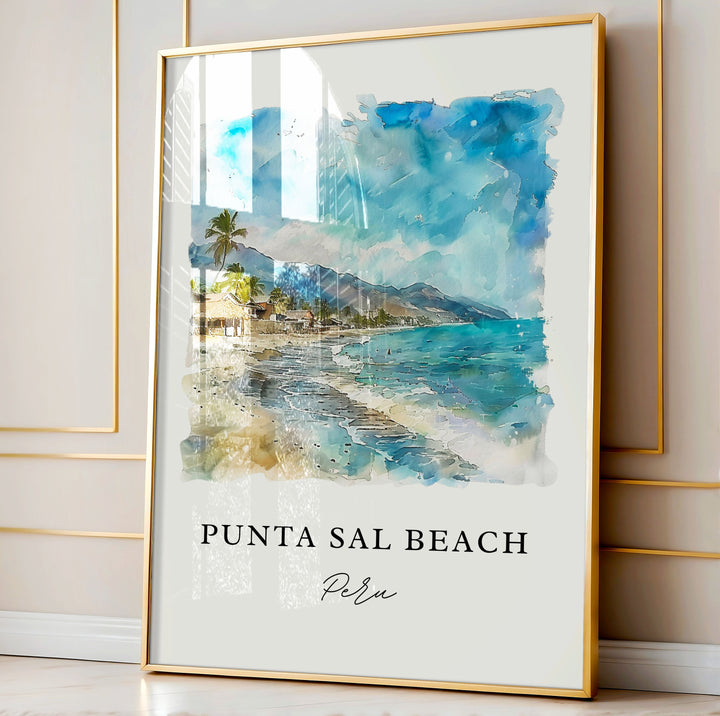 Punta Sal Peru Art, Punta Sal Beach Print, Tumbes Peru Watercolor Art, Tumbes Peru Gift,