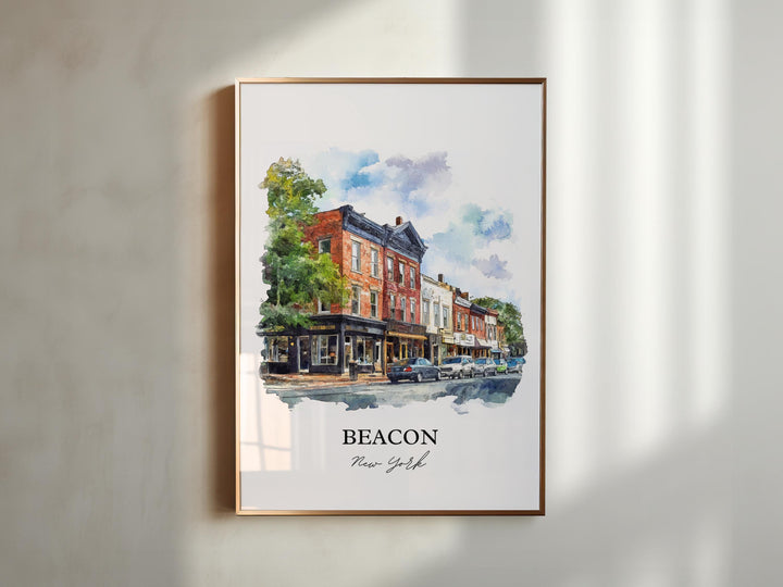 Beacon NY Wall Art, Dutchess County Print, Hudson River Watercolor Art, Beacon New York Gift, Travel Print, Travel Poster, Housewarming Gift