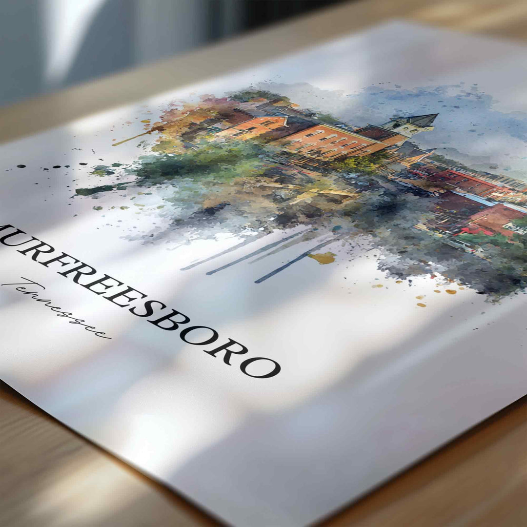 Murfreesboro, Tennessee – Watercolor Art Print