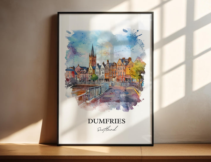 Dumfries Wall Art, Dumfries and Galloway Print, Scotland Artwork, Dumfries Scotland Gift, Travel Print, Travel Poster, Housewarming Gift