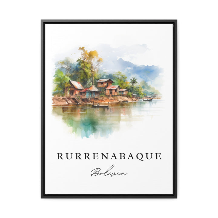 Rurrenabaque traditional travel art - Bolivia, Rurrenabaque poster print, Wedding gift, Birthday present, Custom Text, Perfect Gift