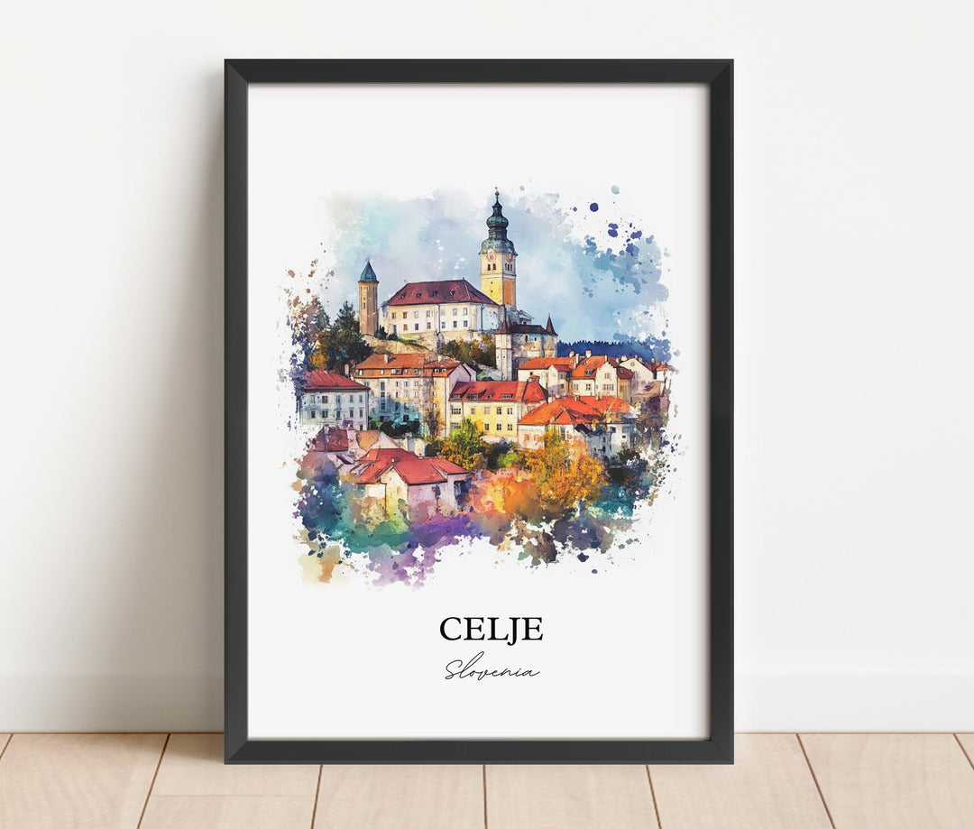 Celje Wall Art, Styria Region Print, Slovenia Watercolor Art, Celje Slovenia Gift, Travel Print, Travel Poster, Housewarming Gift