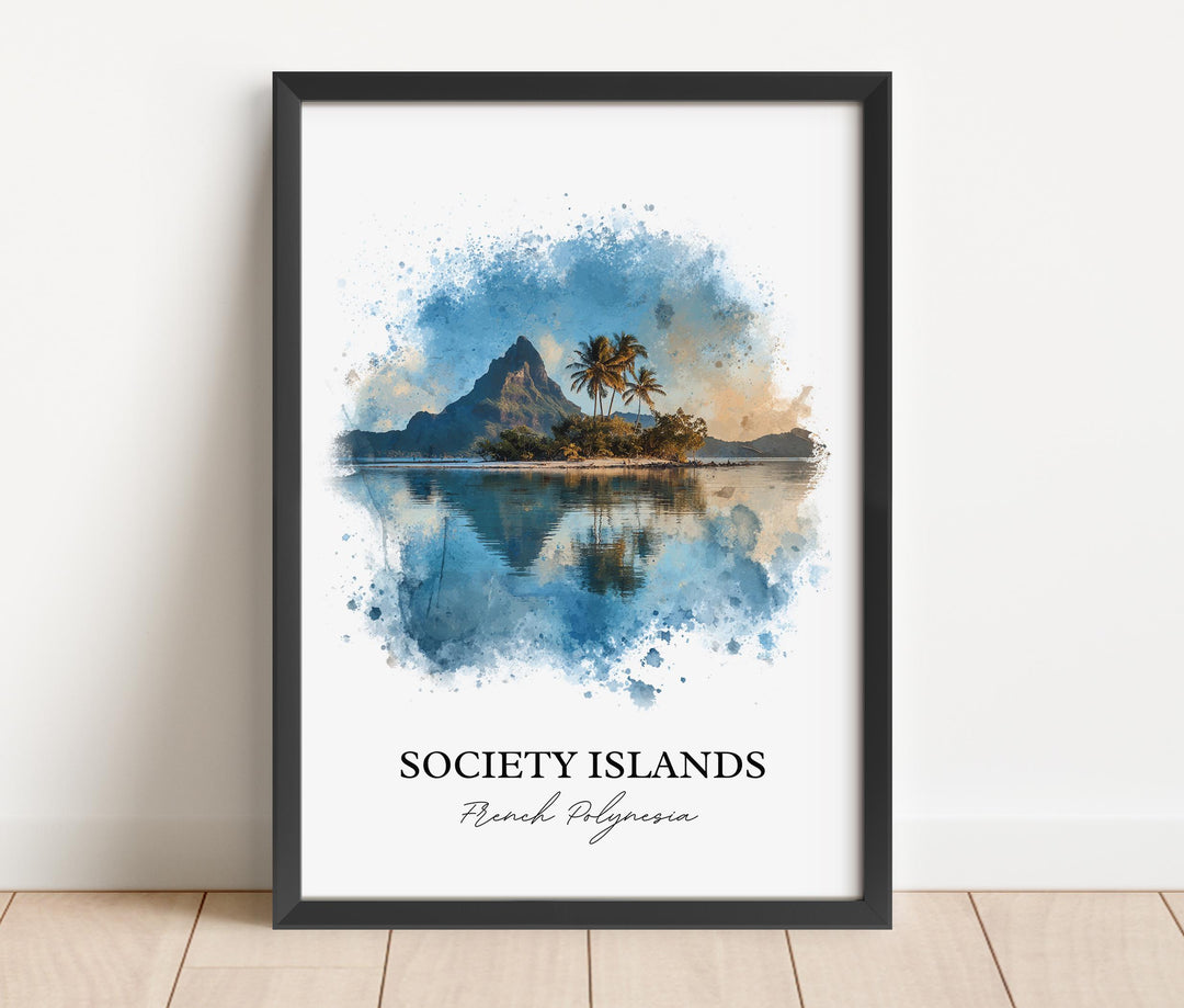 Society Islands Wall Art, Polynesia Print, French Polynesia Artwork, Society Islands Gift, Travel Print, Travel Poster, Housewarming Gift