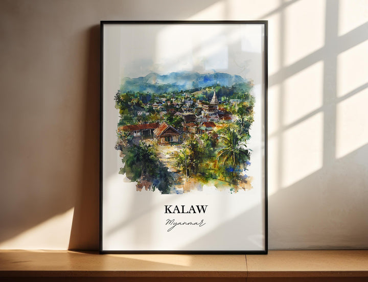 Kalaw Wall Art, Shan State Myanmar Print, Myanmar Watercolor Art, Kalaw Gift, Travel Print, Travel Poster, Housewarming Gift