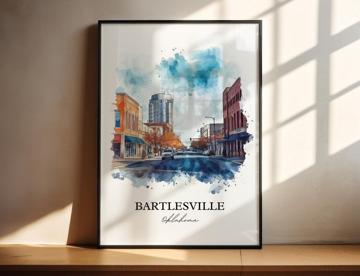 Bartlesville OK Wall Art, Bartlesville Print, Oklahoma Watercolor Art, Osage County OK Gift, Travel Print, Travel Poster, Housewarming Gift