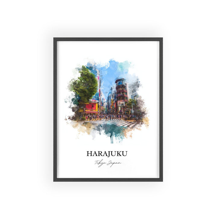 Harajuku Wall Art, Tokyo Print, Harajuku Tokyo Watercolor Art, Harajuku Japan Gift, Japan Travel Print, Tokyo Travel Poster, Harajuku Gift