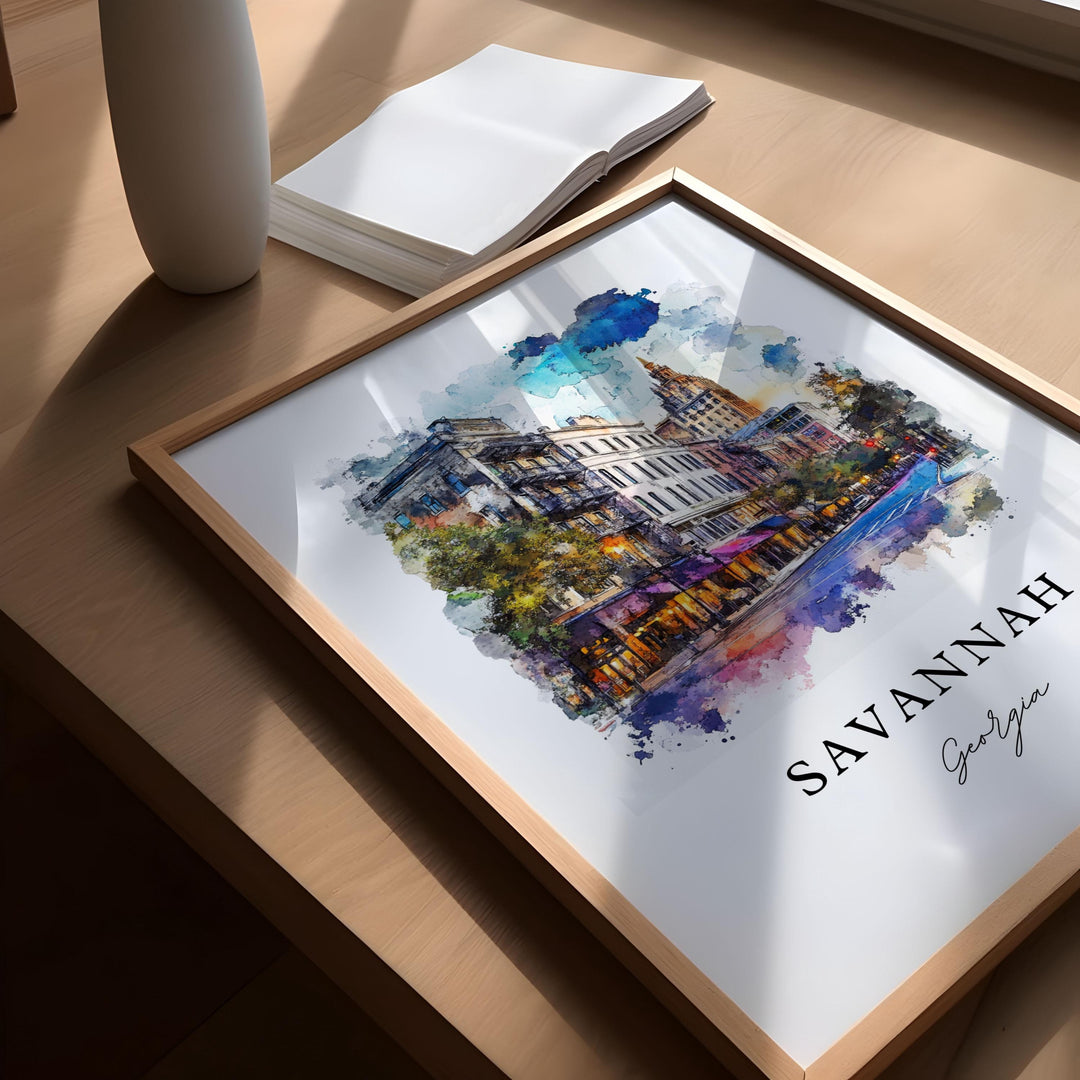 Savannah Georgia Wall Art, Savannah Print, Savannah GA Watercolor Art, Savannah Georgia Gift,