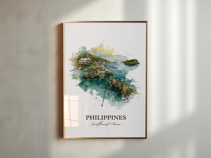 Philippines Wall Art, Philippines Print, Philippines Watercolor Art, Philippines Gift, Travel Print, Travel Poster, Housewarming Gift