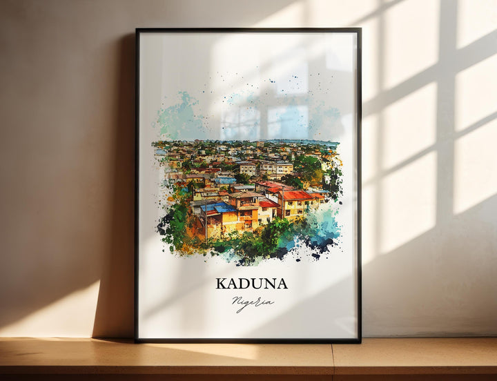 Kaduna Wall Art, Northern Nigeria Print, Nigeria Watercolor Art, Kaduna Nigeria Gift, Travel Print, Travel Poster, Housewarming Gift