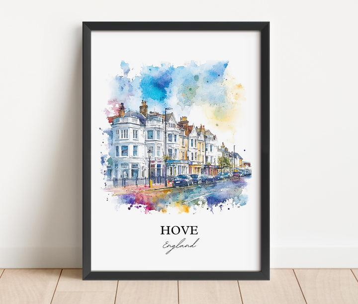 Hove England Wall Art, East Sussex England Print, Hove Watercolor Art, Hove England Gift, Travel Print, Travel Poster, Housewarming Gift