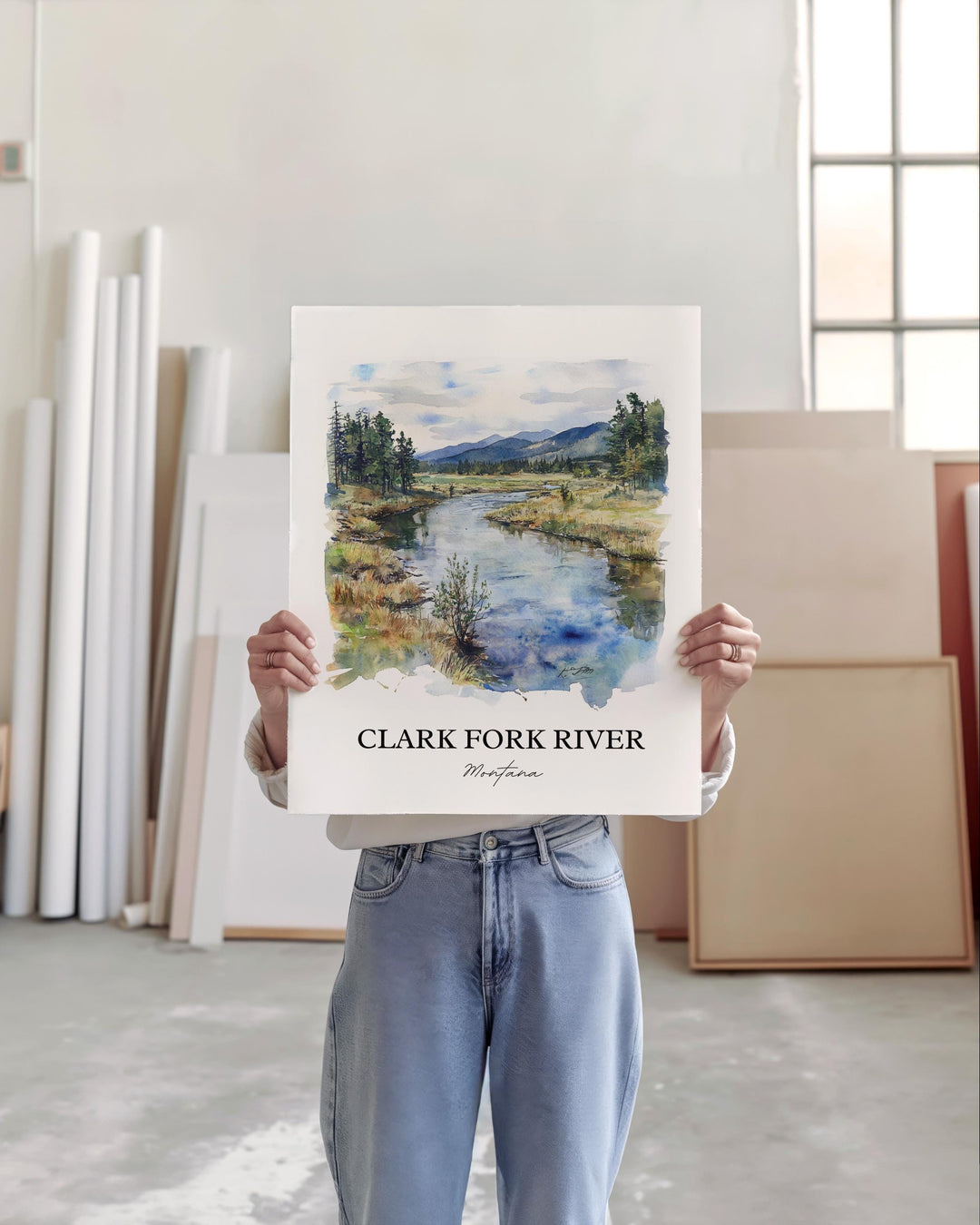 Clark Fork River, USA – Watercolor Art Print