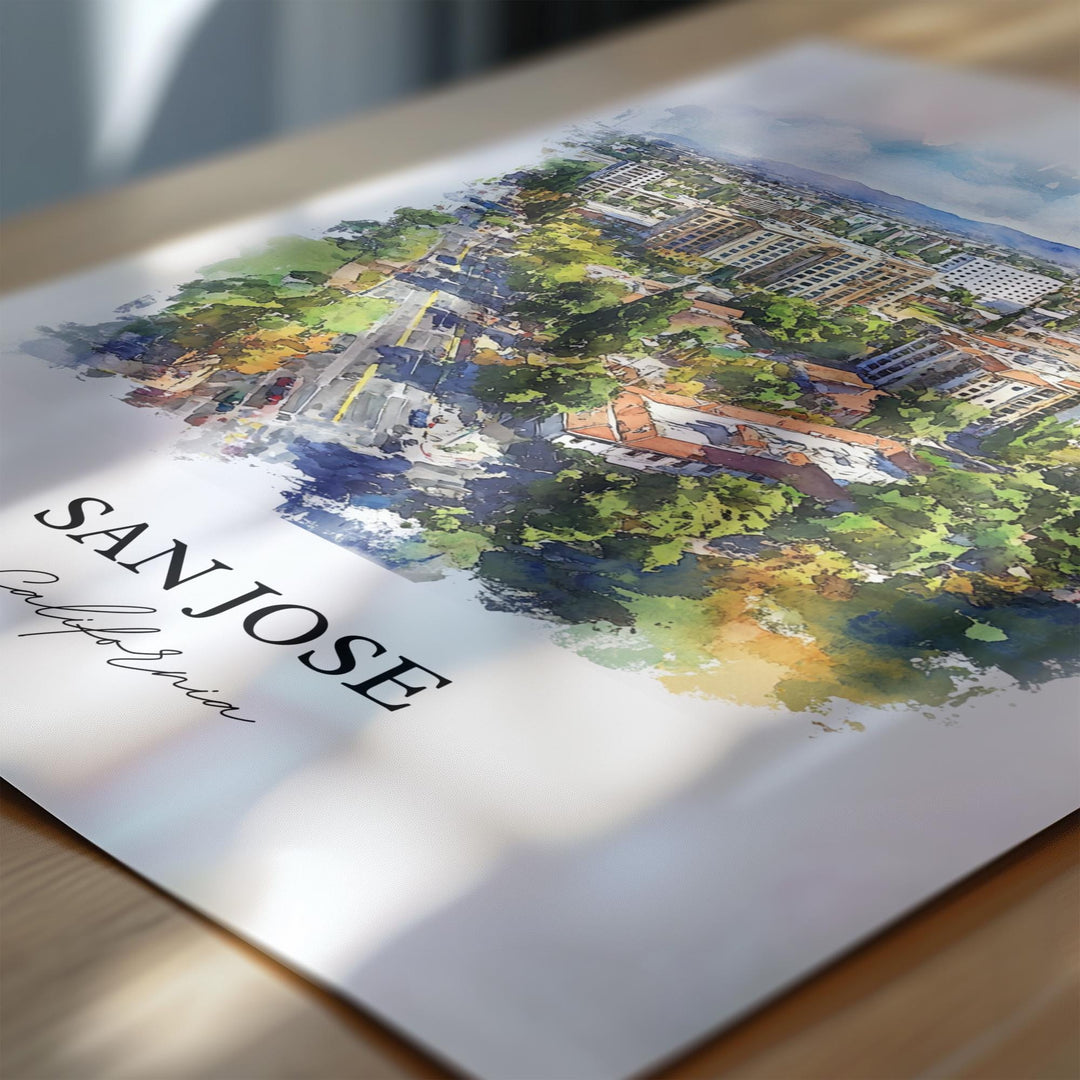 San Jose, California, USA – Watercolor Art Print