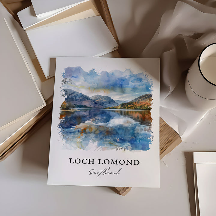 Loch Lomond Wall Art, Loch Lomond Print, Loch Lomond Watercolor, Loch Lake Scotland Gift,