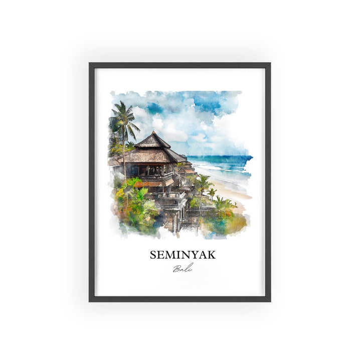 Seminyak Wall Art, Seminyak Beach Print, Bali Watercolor Art, Seminyak Bali Gift, Travel Print, Travel Poster, Housewarming Gift