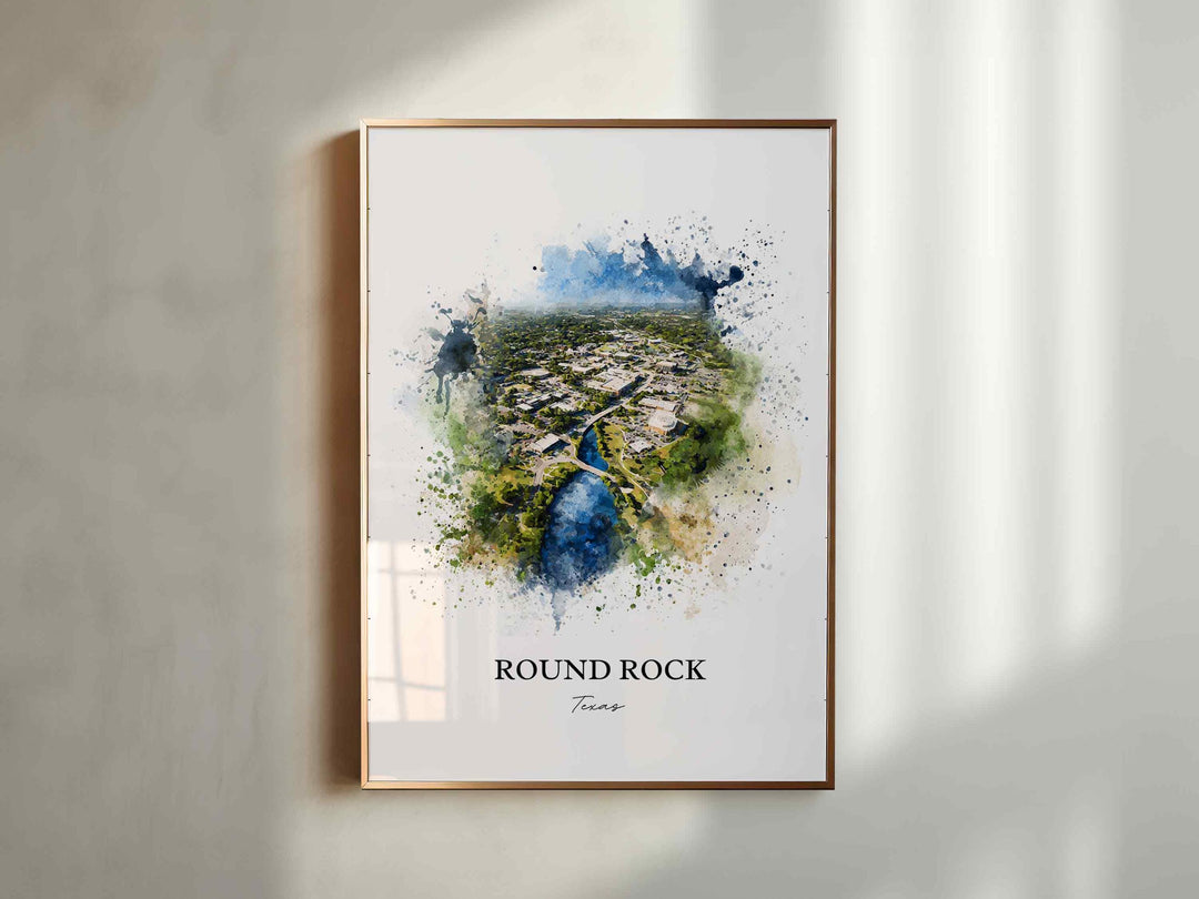 Round Rock, Texas – Watercolor Art Print