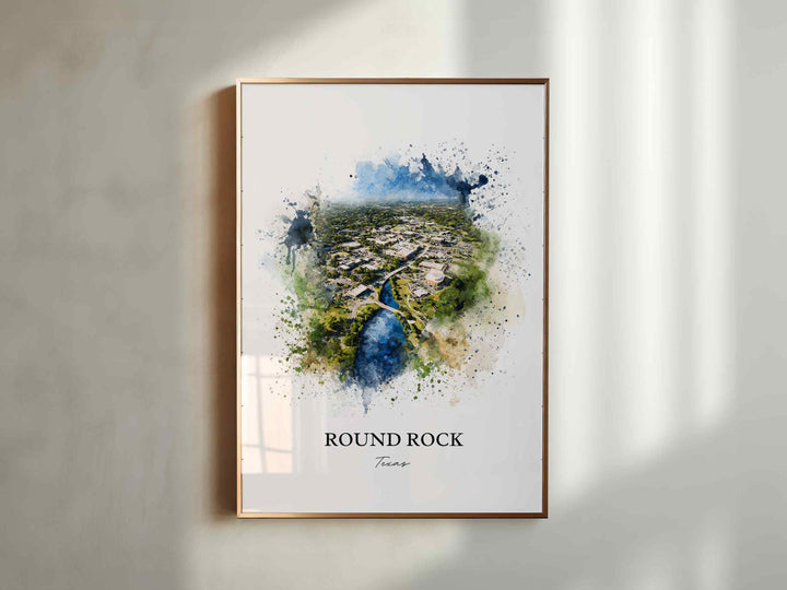 Round Rock, Texas – Watercolor Art Print