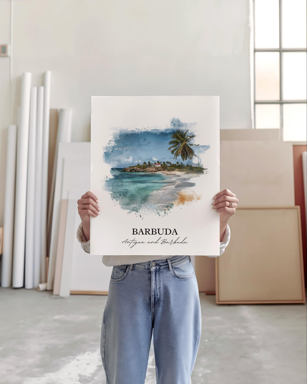 Barbuda Wall Art, Barbuda Print, Barbuda Watercolor Art, Antigua and Barbuda Gift, Barbuda Travel Print, Travel Poster, Housewarming Gift