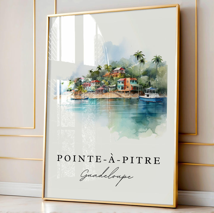 Pointe-A-Pitre wall art - Guadeloupe, Point a Pitre poster, Guadeloupe Wedding gift, Birthday present, Custom Text, Personalized Gift