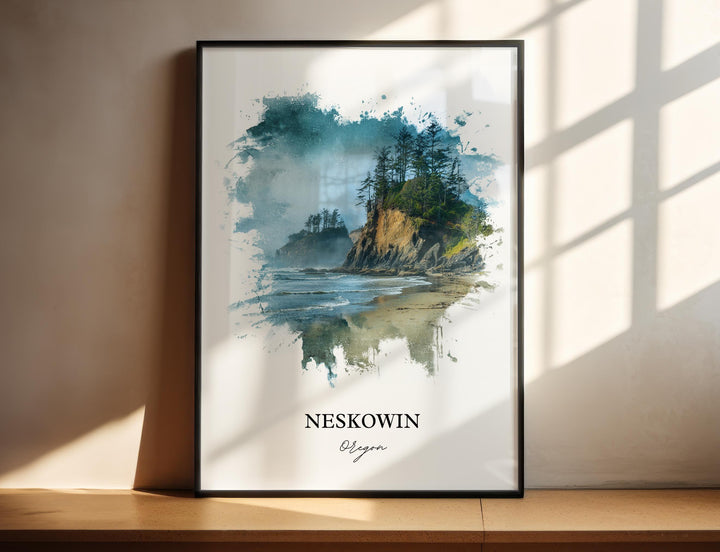 Neskowin, Oregon – Watercolor Art Print