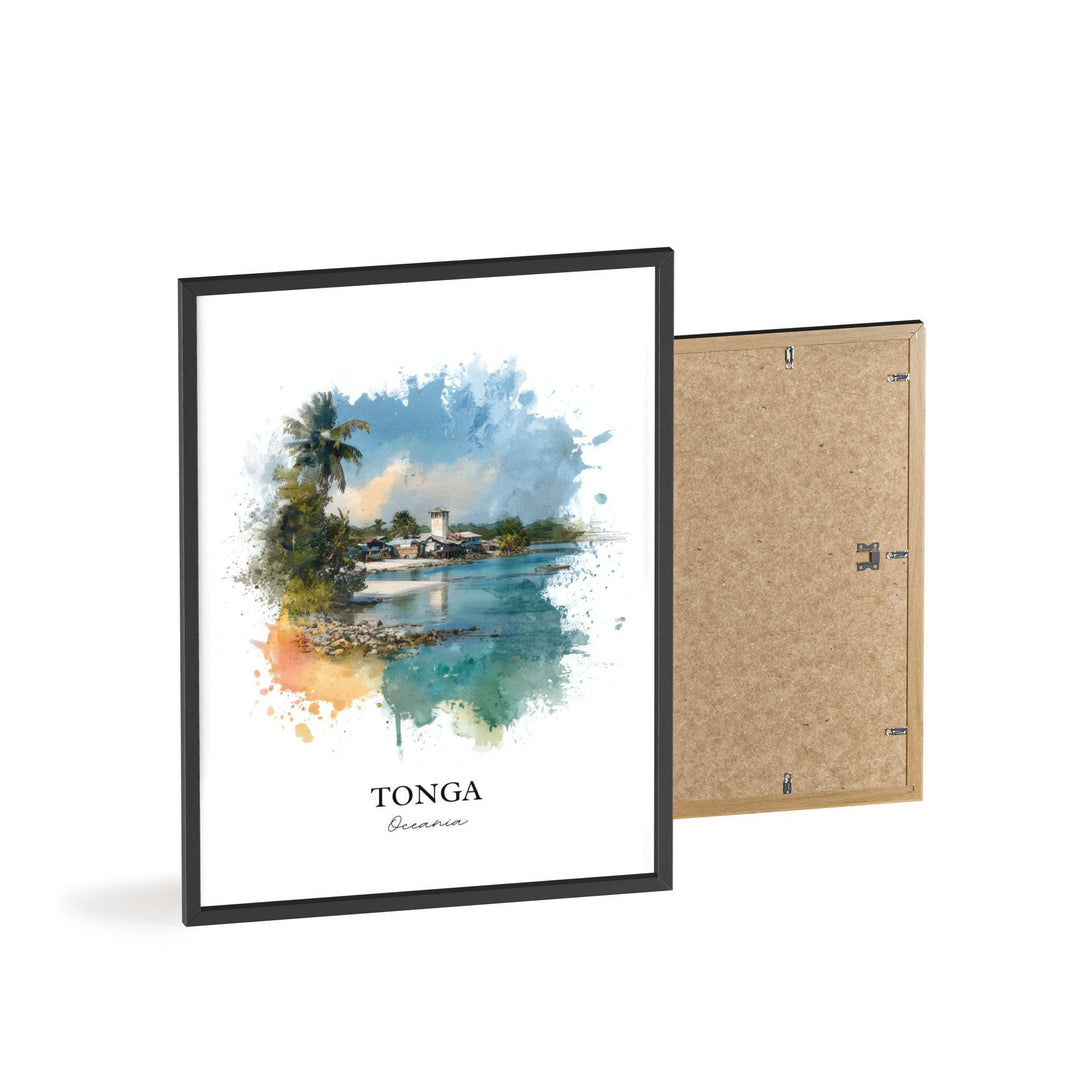 Tonga Wall Art, Tonga Print, Tonga Island Watercolor Art, Tonga Gift, Travel Print, Travel Poster, Housewarming Gift