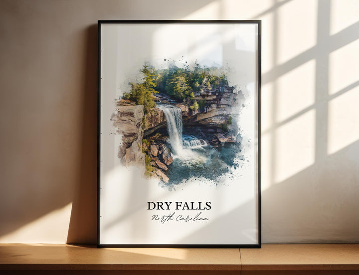 Dry Falls NC Wall Art, Nantahala Forest Print, Highlands NC Watercolor Art, Dry Falls Gift, Travel Print, Travel Poster, Housewarming Gift