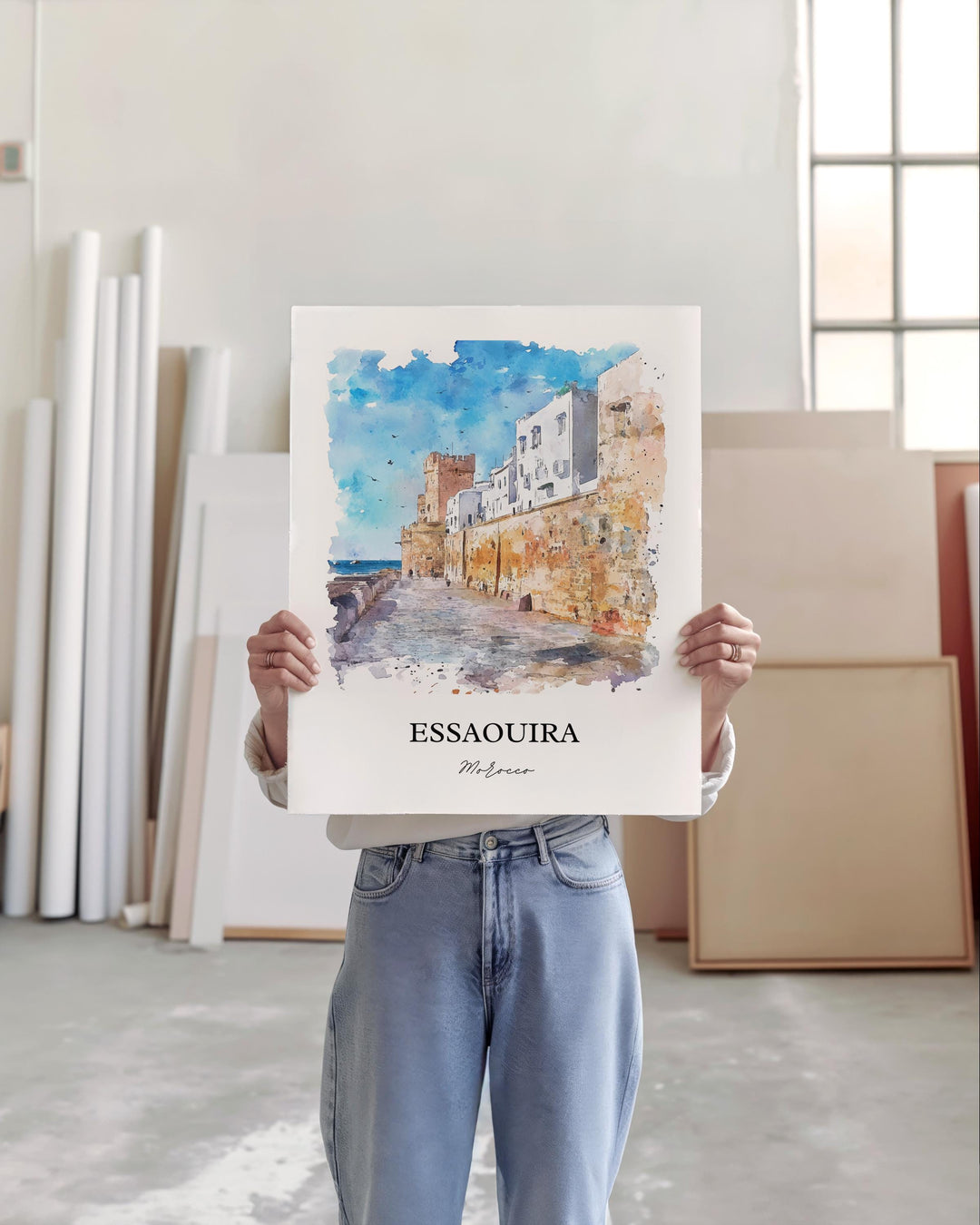 Essaouira Wall Art, Essaouira Print, Morocco Watercolor Art, Essaouira Gift, Travel Print, Travel Poster, Housewarming Gift