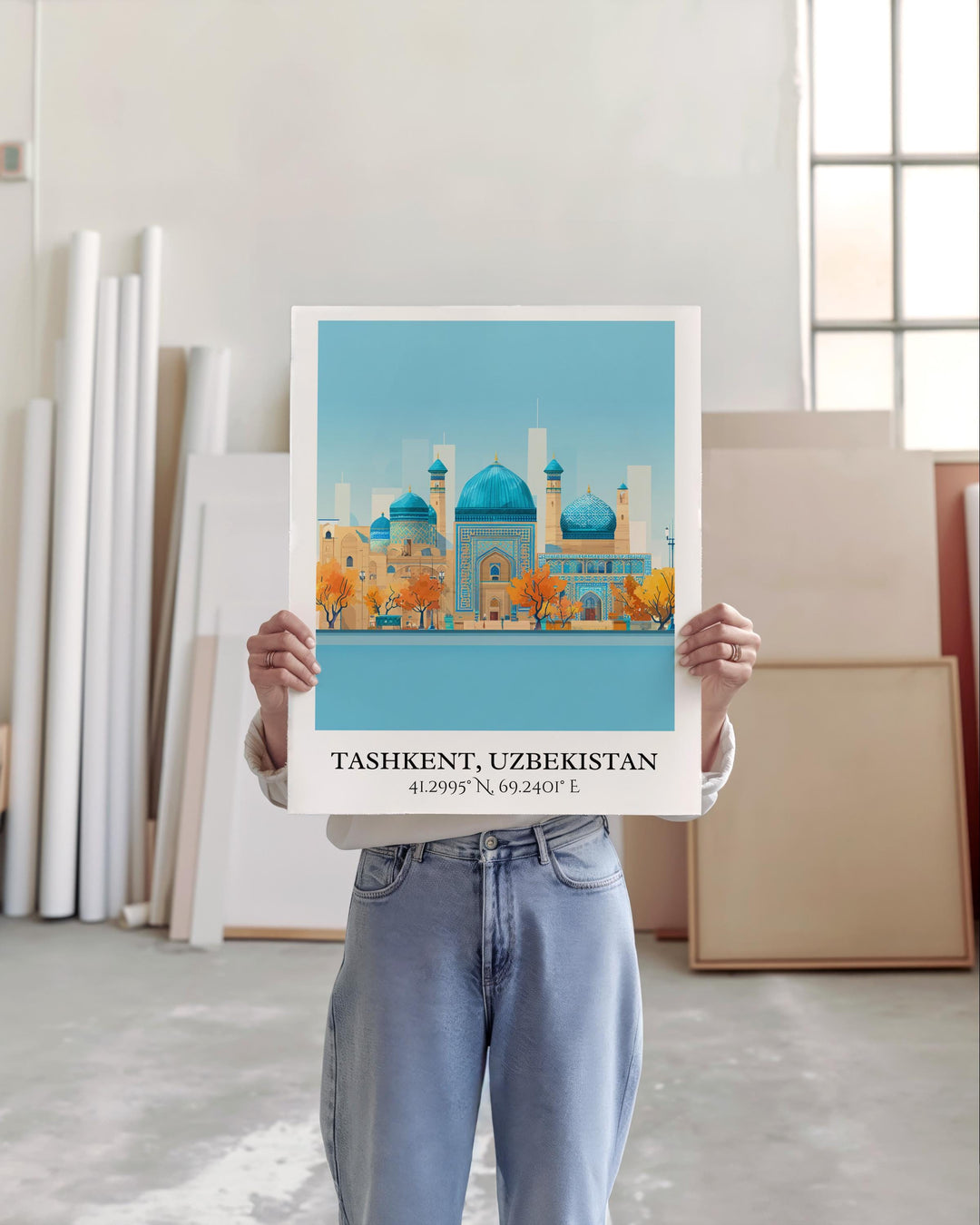 Tashkent Art, Tashkent Retro Travel Art, Uzbekistan Home Decor, Tashkent Gift, Uzbekistan Travel Art, Travel Prints, Housewarming Gift