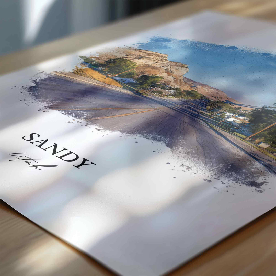 Sandy, Utah Wall Art, Sandy Print, Utah Watercolor Art, Salt Lake City Gift, Travel Print, Travel Poster, Housewarming Gift