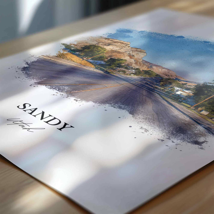 Sandy, Utah Wall Art, Sandy Print, Utah Watercolor Art, Salt Lake City Gift, Travel Print, Travel Poster, Housewarming Gift