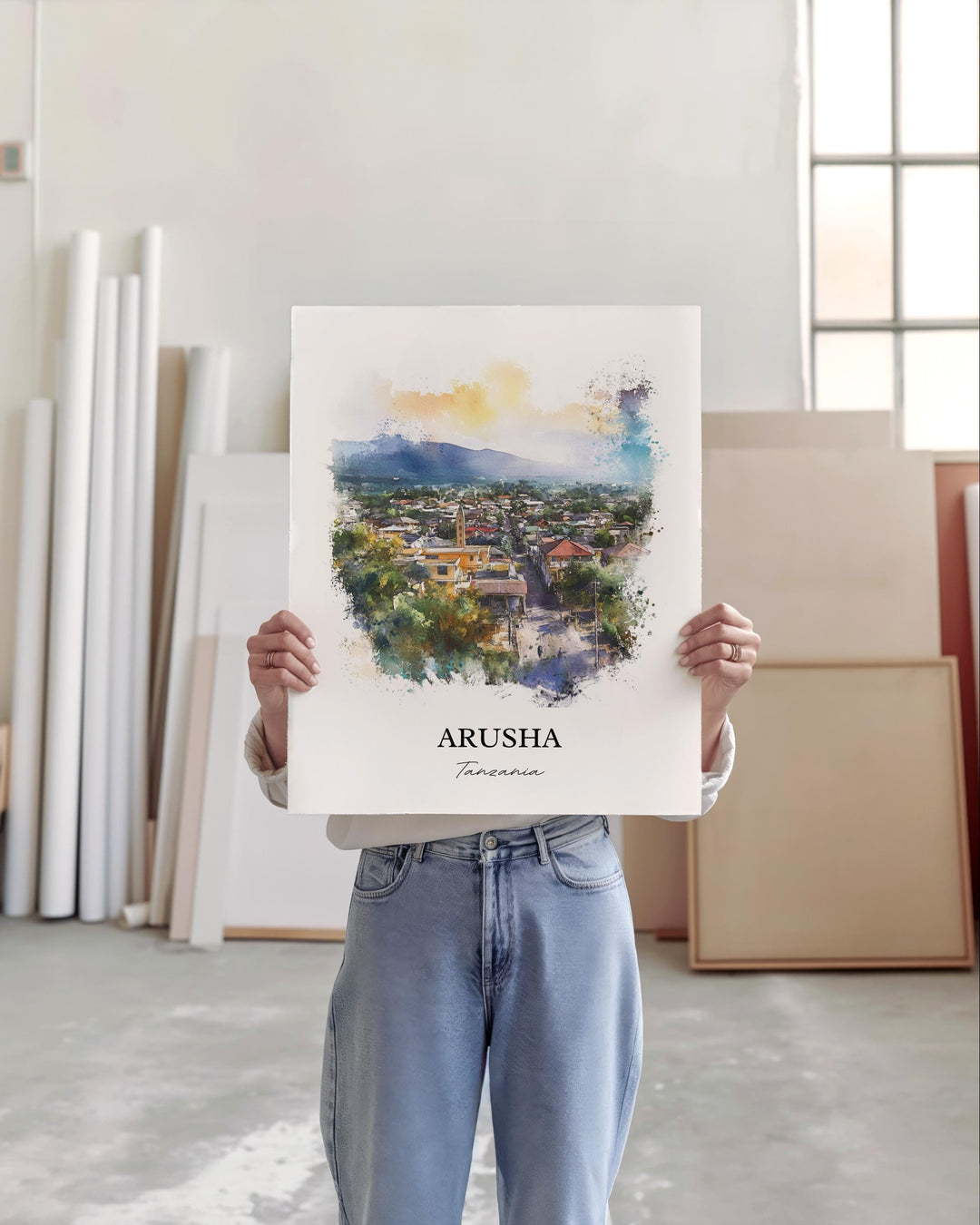 Arusha Tanzania Wall Art, Mt. Meru Print, Tanzania Watercolor Art, Arusha Tanzania Gift, Travel Print, Travel Poster, Housewarming Gift