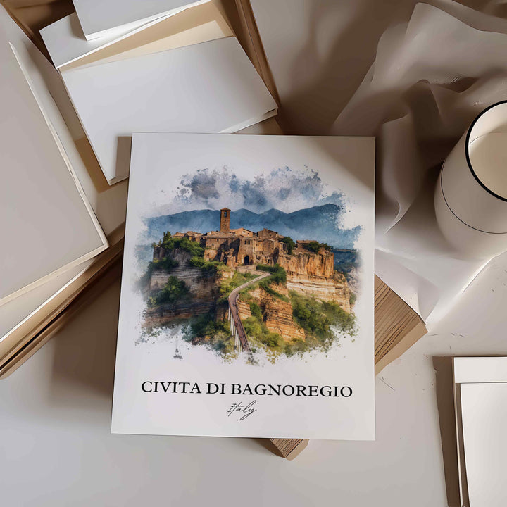 Civita di Bagnoregio, Italy – Watercolor Art Print