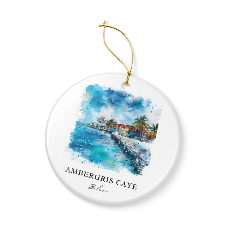 Ambergris Caye Ornament: Unique Ambergris Caye Souvenir, Belize Xmas Decor, and Authentic Belize Gift