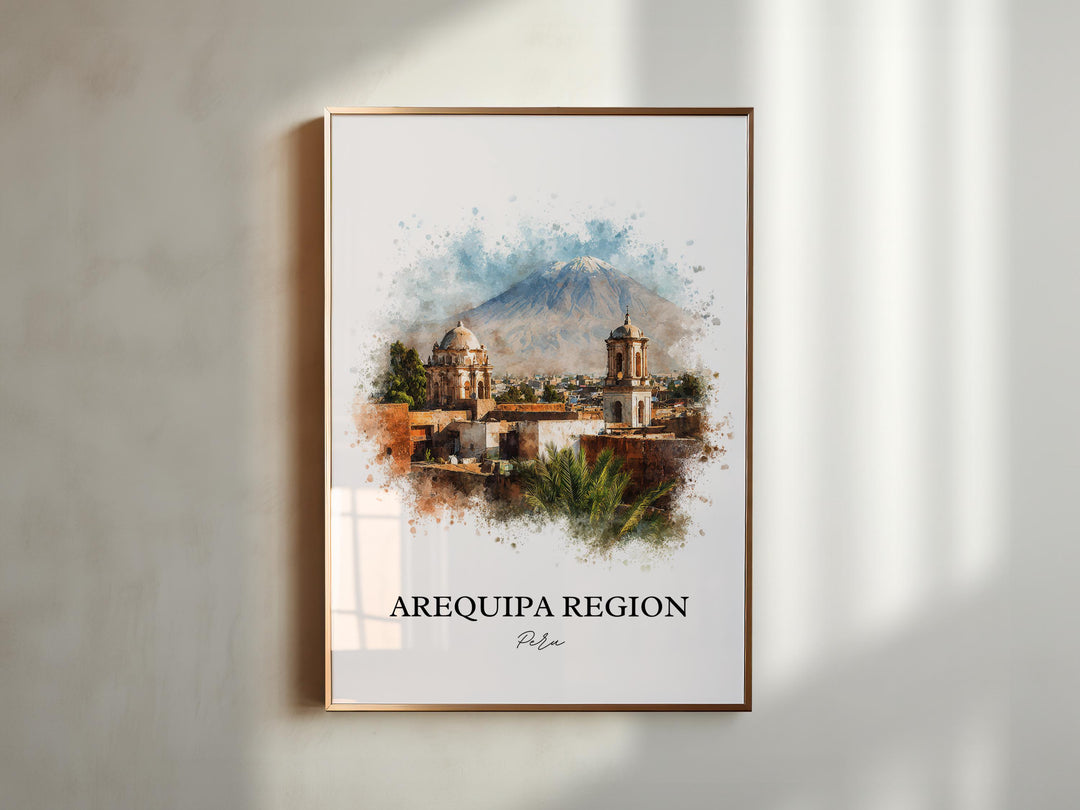 Arequipa Region Wall Art, Peru Print, Peru Watercolor Art, Arequipa Peru Gift, Travel Print, Travel Poster, Housewarming Gift