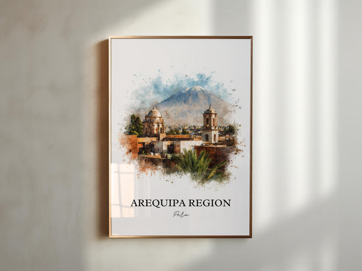 Arequipa Region Wall Art, Peru Print, Peru Watercolor Art, Arequipa Peru Gift, Travel Print, Travel Poster, Housewarming Gift