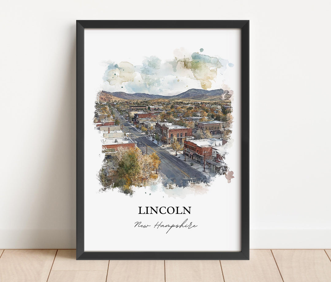 Lincoln NH Wall Art, White Mountains Print, New Hampshire Watercolor Art, Lincoln NH Gift, Travel Print, Travel Poster, Housewarming Gift